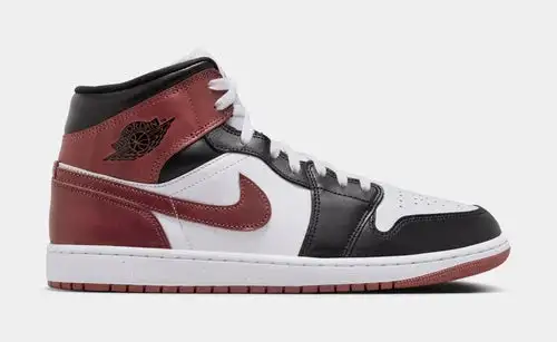 Air Jordan 1 Mid Mens Basketball Shoes (White/Black/Dark Pony) 27AB500