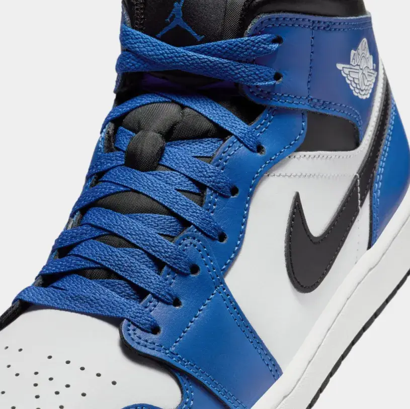 Air Jordan 1 Retro Mid Mens Lifestyle Shoes (Game Royal White Black) 