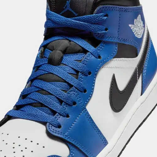Air Jordan 1 Retro Mid Mens Lifestyle Shoes (Game Royal White Black)