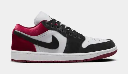 Air Jordan 1 Low SE Velvet Black Gym Red Womens Lifestyle Shoes (Black/White/Team Red/Black) 90A3351