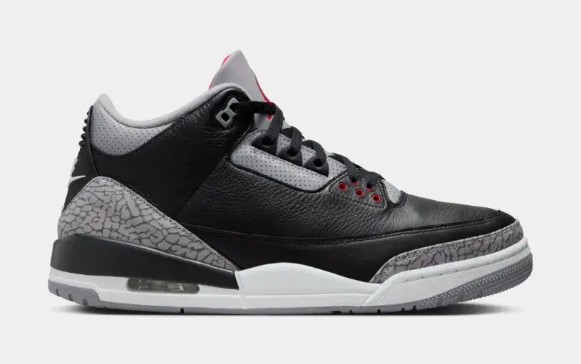 Air Jordan 3 Retro Black Cement Mens Lifestyle Shoes (Black Fire Red Cement Grey Summit White) 