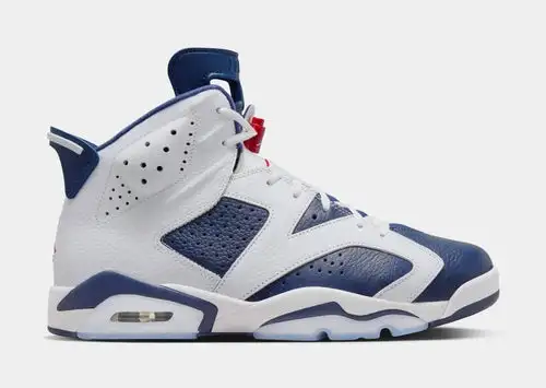 Air Jordan 6 Retro White and Midnight Navy Mens Lifestyle Shoes (White/Varsity Red/Midnight Navy) 9EF352