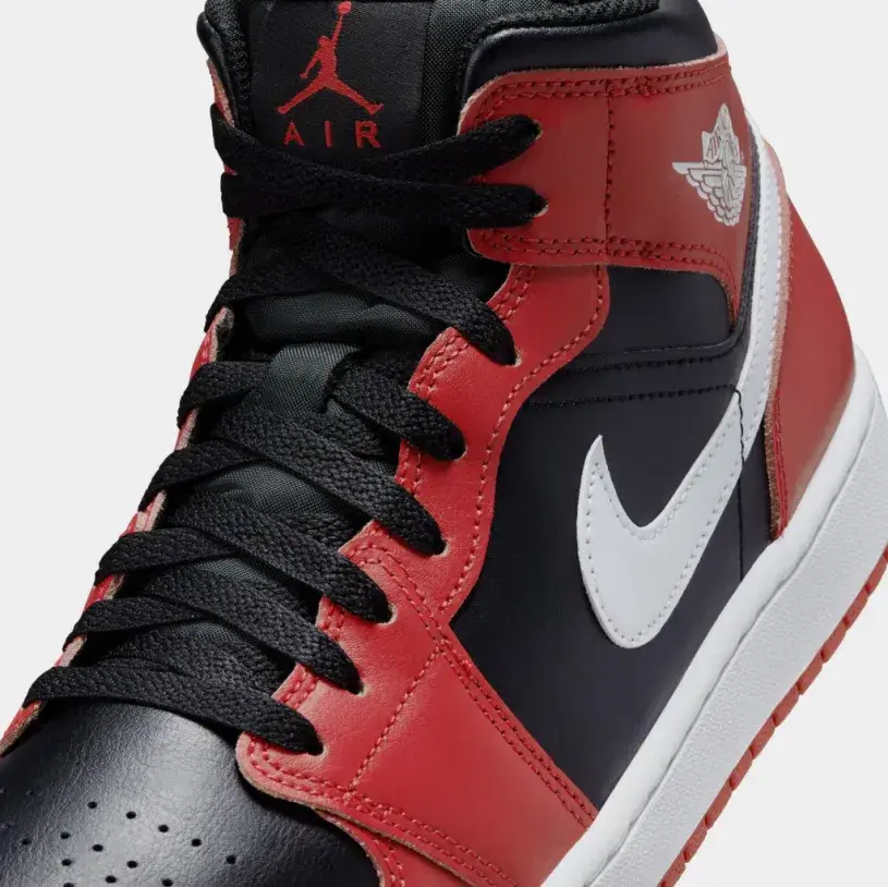 Air Jordan 1 Mid Black Gym Red Mens Basketball Shoes (Black Gym Red  White) 