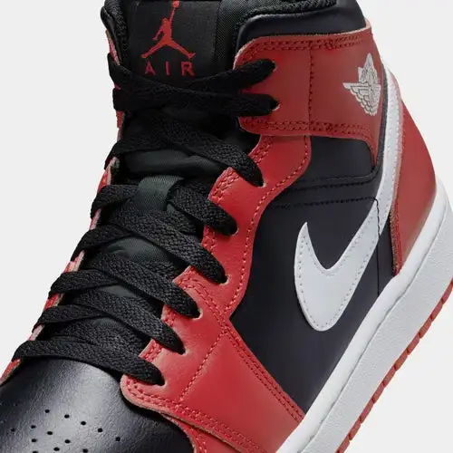 Air Jordan 1 Mid Black Gym Red Mens Basketball Shoes (Black/Gym Red/ White) C2A820
