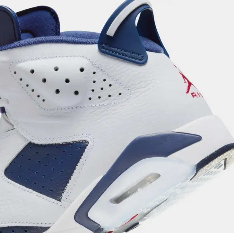 Air Jordan 6 Retro White and Midnight Navy Mens Lifestyle Shoes (White Varsity Red Midnight Navy) 
