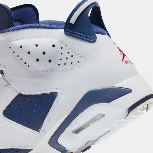 Air Jordan 6 Retro White and Midnight Navy Mens Lifestyle Shoes (White Varsity Red Midnight Navy) 