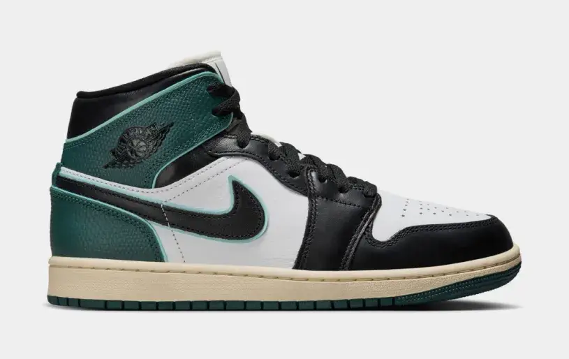 Air Jordan 1 Mid SE Oxidized Green Womens Lifestyle Shoes (White Light Dew Oxidized Green Black) 