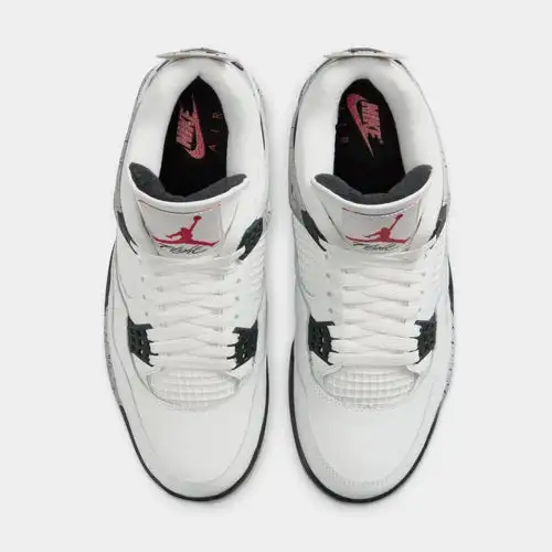 Air Jordan 4 Retro White Cement Mens Lifestyle Shoes (Summit White/Fire Red/Cement Grey/Black) Limit One Per Customer 1373567