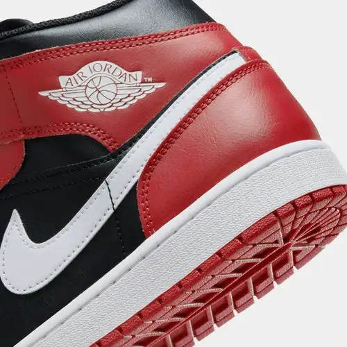 Air Jordan 1 Mid Black Gym Red Mens Basketball Shoes (Black Gym Red  White) 