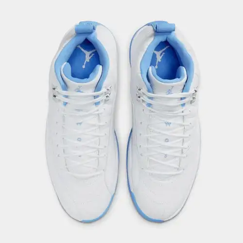 Air Jordan 12 Retro White and University Blue Mens Lifestyle Shoes (White/University Blue/Metallic Silver) Free Shipping 9042776