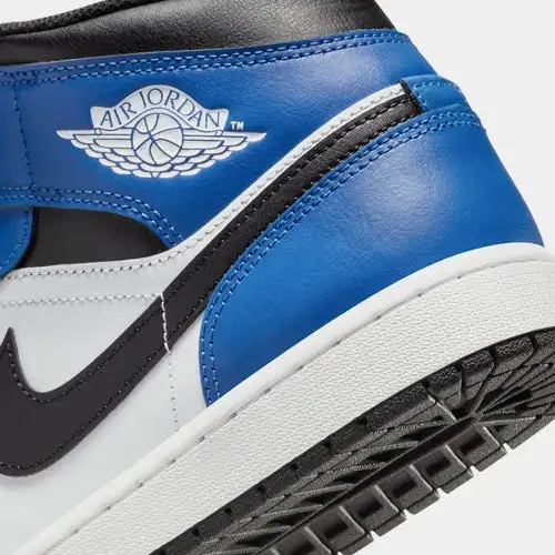 Air Jordan 1 Retro Mid Mens Lifestyle Shoes (Game Royal White Black) 