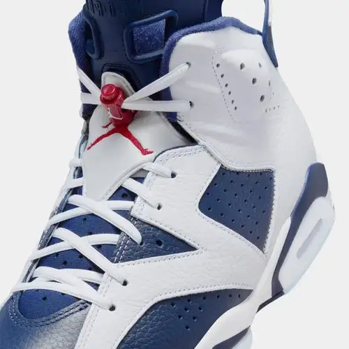 Air Jordan 6 Retro White and Midnight Navy Mens Lifestyle Shoes (White/Varsity Red/Midnight Navy) 9EF352