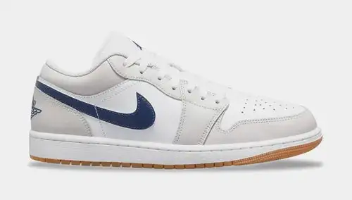 Air Jordan 1 Low Mens Lifestyle Shoes (White/Neutral Grey/Gum Medium Brown/Midnight Navy) 1DDCA1150