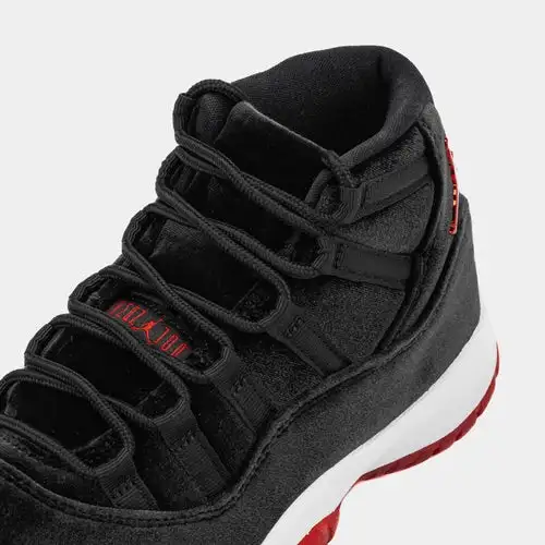 Air Jordan 11 Bred Velvet Womens Lifestyle Shoes (Black/Gym Red/White) CCD695