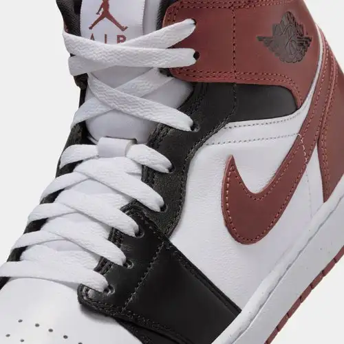 Air Jordan 1 Mid Mens Basketball Shoes (White/Black/Dark Pony) 27AB500