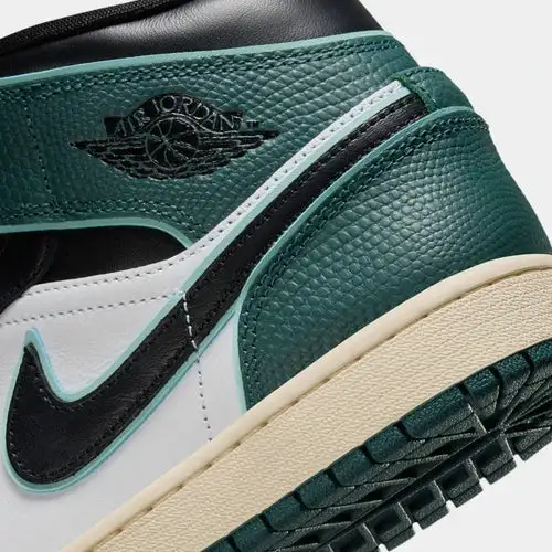 Air Jordan 1 Mid SE Oxidized Green Womens Lifestyle Shoes (White Light Dew Oxidized Green Black) 