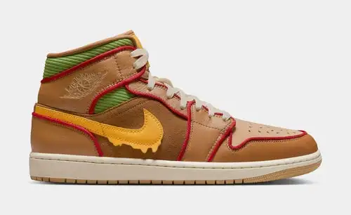 Air Jordan 1 Mid SE Mens Basketball Shoes (Flax/University Gold/Sesame/ Coconut Milk) F3951003