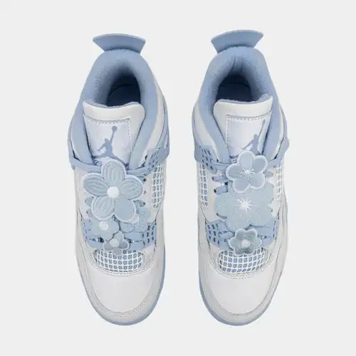 Air Jordan 4 Retro Aluminum Womens Lifestyle Shoes (White/Aluminum/Blue Tint/Oil Green) Free Shipping 6ACF379