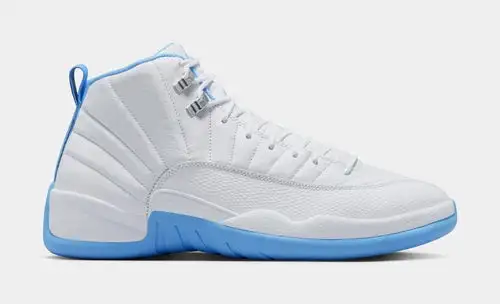 Air Jordan 12 Retro White and University Blue Mens Lifestyle Shoes (White/University Blue/Metallic Silver) Free Shipping 9042776