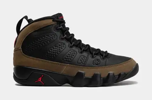 Air Jordan 9 Retro Olive Mens Lifestyle Shoes (Black/True Red/Light Olive) C10E377