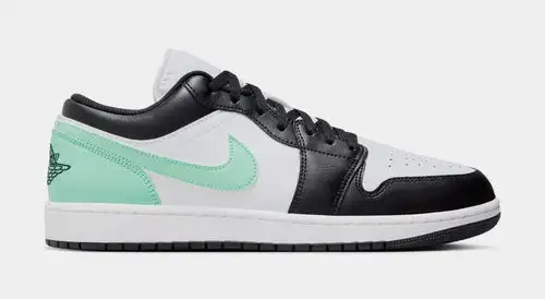 Air Jordan 1 Low Mens Lifestyle Shoes (White/Black/Green Glow) 5B37558