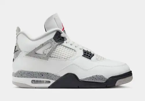 Air Jordan 4 Retro White Cement Mens Lifestyle Shoes (Summit White/Fire Red/Cement Grey/Black) Limit One Per Customer 1373567
