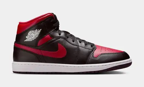 Air Jordan 1 Mid Bred Mens Basketball Shoes (Black/Varsity Red/Summit White) B4CC630