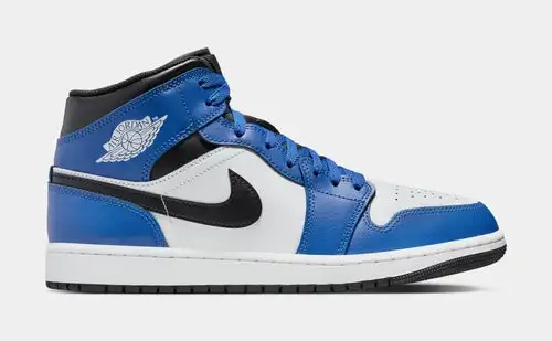 Air Jordan 1 Retro Mid Mens Lifestyle Shoes (Game Royal White Black) 
