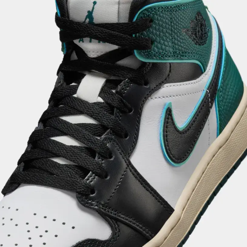 Air Jordan 1 Mid SE Oxidized Green Womens Lifestyle Shoes (White Light Dew Oxidized Green Black) 