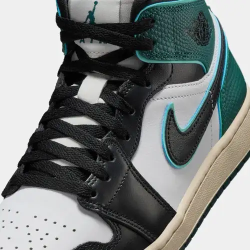 Air Jordan 1 Mid SE Oxidized Green Womens Lifestyle Shoes (White Light Dew Oxidized Green Black) 