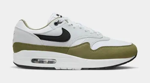 Air Max 1 Mens Lifestyle Shoes (White/Pure Platinum/Medium Olive/Black)