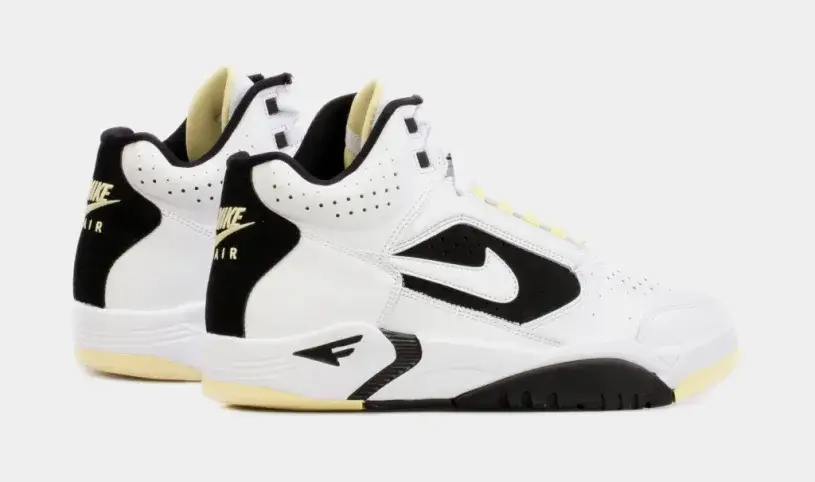 Air Flight Lite Mid Mens Basketball Shoes (White Black) 