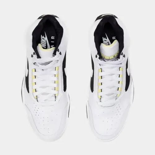 Air Flight Lite Mid Mens Basketball Shoes (White Black) 