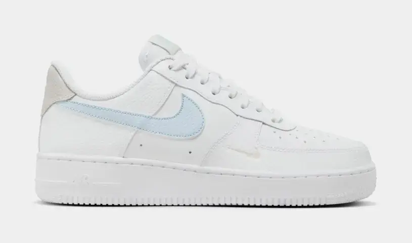 Air Force 1 '07 Womens Lifestyle Shoes (White Light Bone Light Armoury Blue) 
