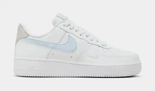 Air Force 1 '07 Womens Lifestyle Shoes (White Light Bone Light Armoury Blue) 