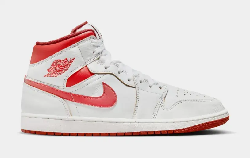 Air Jordan 1 Retro Mid SE Dune Red Mens Lifestyle Shoes (White Dune Red) 