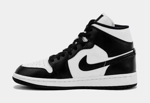 Air Jordan 1 Retro Mid Panda Womens Lifestyle Shoes (Black/White) 6150639