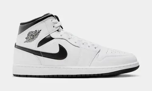 Air Jordan 1 Mid Mens Basketball Shoes (White/Black) B13A1127
