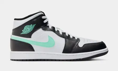 Air Jordan 1 Mid Mens Lifestyle Shoes (White/Green Glow/Black) 9284939