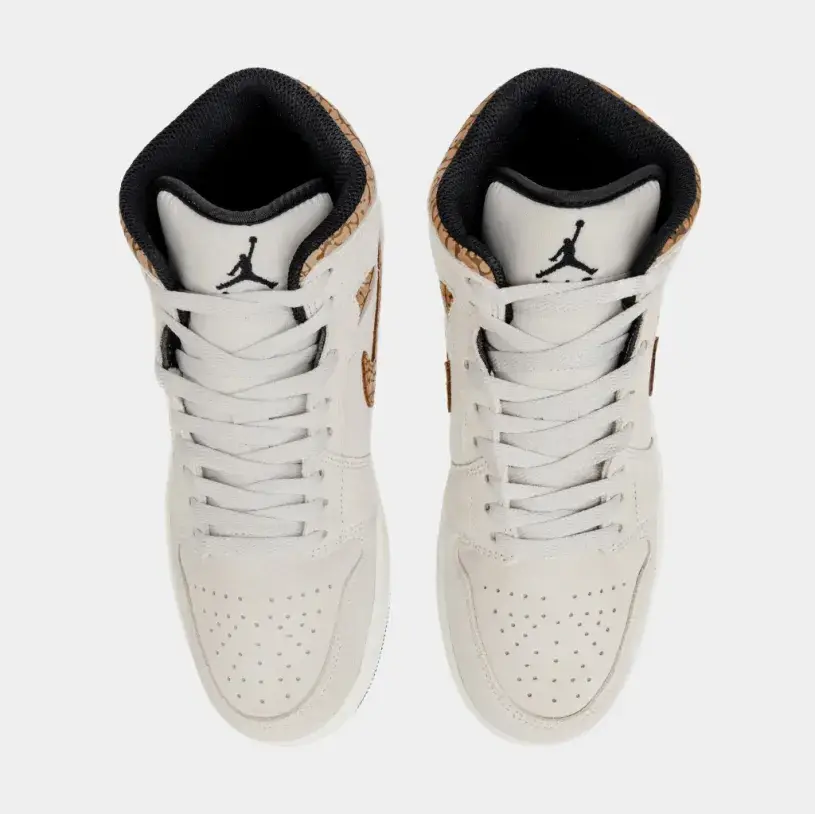 Air Jordan 1 Retro Mid SE Brown Elephant Mens Lifestyle Shoes (Light Orewood Brown Metallic Gold) 