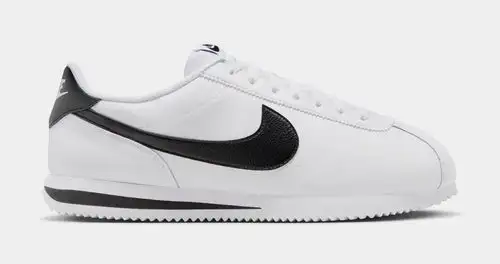 Cortez Leather Mens Running Shoes (White Black)