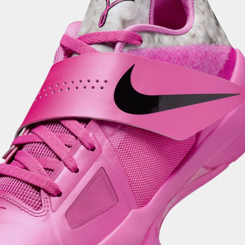 KD 4 Aunt Pearl Mens Basketball Shoes (Pink Fire/Black/Silver) Free Shipping