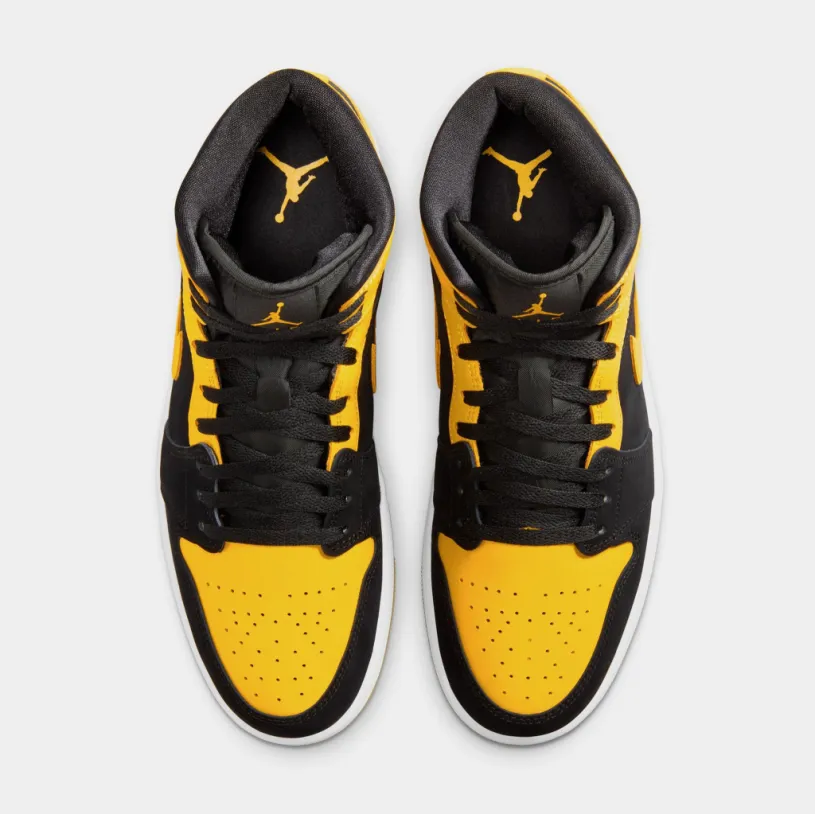 Air Jordan 1 Mid Mens Lifestyle Shoes (Black/Varsity Maize/White)