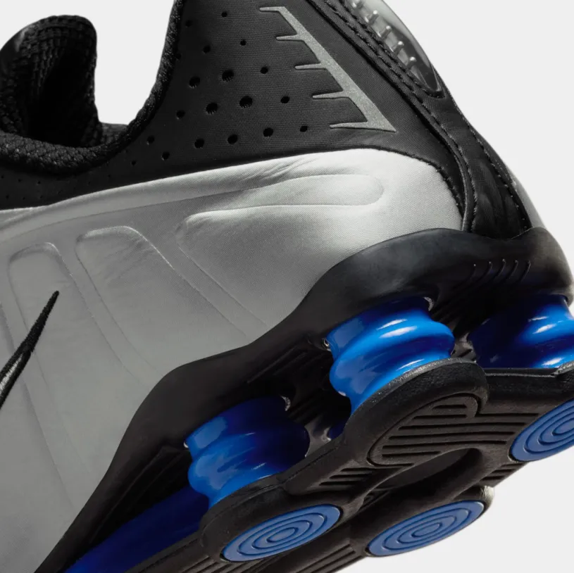 Shox R4 Womens Running Shoes (Black Racer Blue Metallic Silver) 