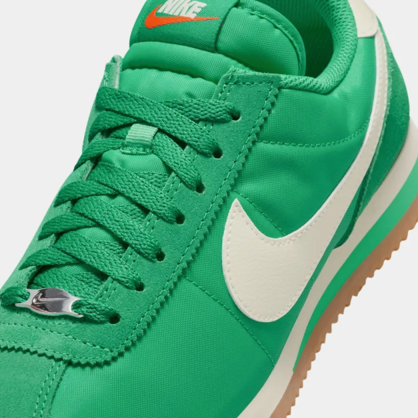Cortez Textile Womens Lifestyle Shoes (Stadium Green/Safety Orange/Gum Light Brown/Coconut Milk)