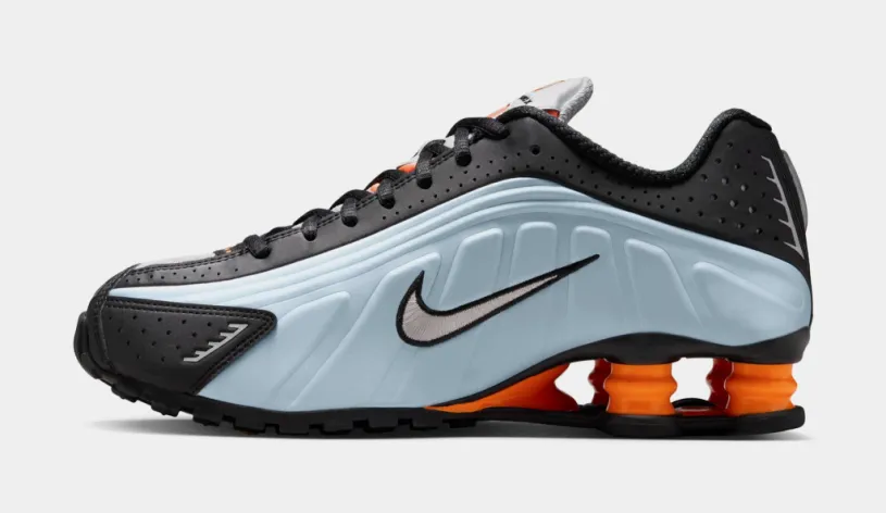 Shox R4 Womens Running Shoes (Blue Tint Total Orange Black Metallic Silver) 