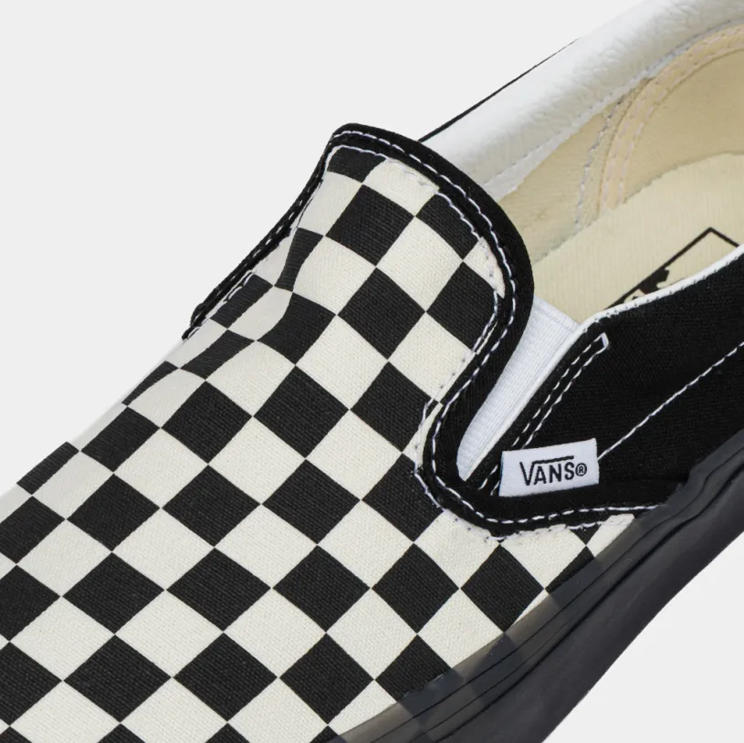 Slip On Checkered Mens Lifestyle Shoes (Black/White)