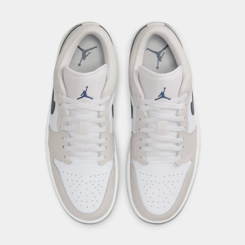 Air Jordan 1 Low Mens Lifestyle Shoes (White/Neutral Grey/Gum Medium Brown/Midnight Navy)