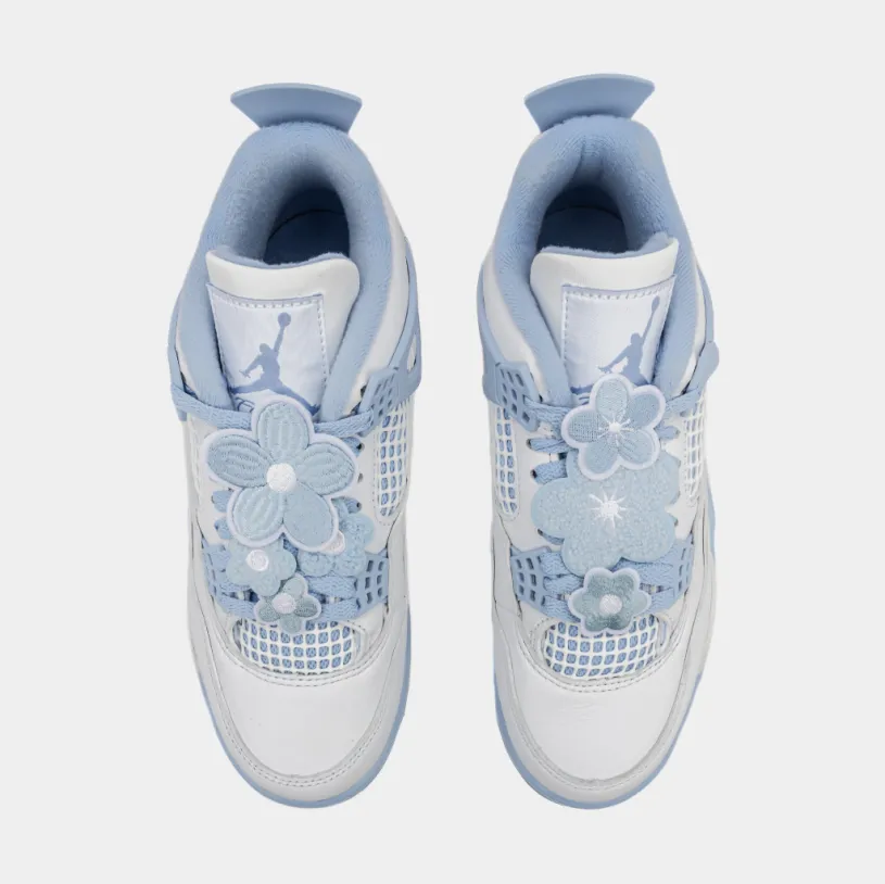Air Jordan 4 Retro Aluminum Womens Lifestyle Shoes (White/Aluminum/Blue Tint/Oil Green) Free Shipping