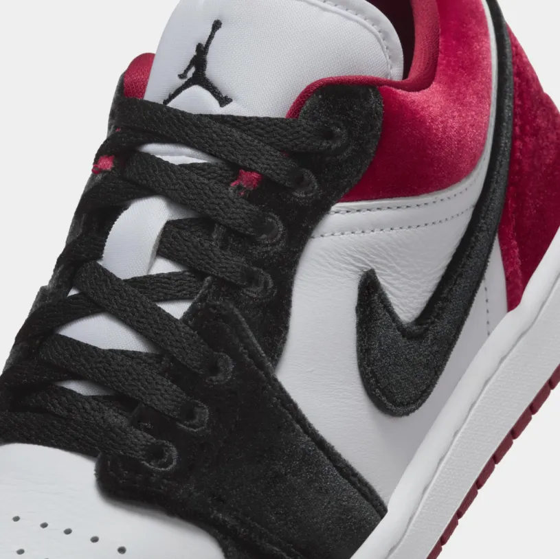 Air Jordan 1 Low SE Velvet Black Gym Red Womens Lifestyle Shoes (Black/White/Team Red/Black)